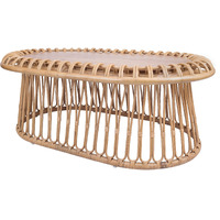 Galia Rattan Oval Coffee Table W/ Wood Top