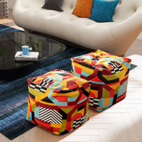 Pouf 20"" Luxury Oversized Bean Bag Cube Ottoman  Colorpop Multicolored Embroidery