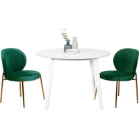 Amoa Contemporary 3-Piece Dining Set  White Round Dining Table With 2 Chairs