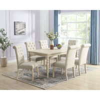 Amonia 7-Piece Dining Set  Turned-Leg Dining Table With 6 Tufted Chairs