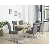 Amonia 7-Piece Dining Set  Turned-Leg Dining Table With 6 Tufted Chairs