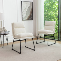 Milos Contemporary Upholstered Dining Chairs  Set Of 2  Vanilla White