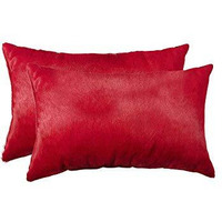 Homeroots Cowhide  Microsuede  Polyfill 12"" X 20"" X 5"" Wine  Cowhide - Pillow 2-Pack