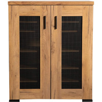 Bristol Metal Mesh Door Accent Cabinet Golden Oak