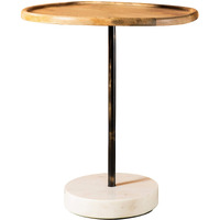 Ginevra Round Wooden Top Accent Table Natural And White