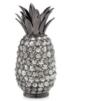 11"" Faux Crystal Black And Nickel Pineapple Sculpture