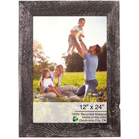 12"" X 24"" Rustic Farmhouse Rustic Black Wood Frame