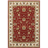 1' X 3' Red Ivory Machine Woven Floral Oriental Indoor Area Rug