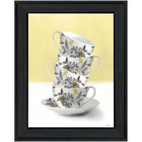 Time For Tea Yellow 2 Black Framed Print Wall Art