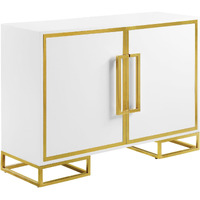 Elsa 2-Door Accent Cabinet With Adjustable Shelves White And Gold