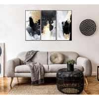 Whiteline Modern Living Inez 3-Piece 48""X24"" (Each) Canvas Wall Art  Black Ps Frame