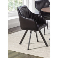 Arika Tufted Sloped Arm Swivel Dining Chair Black And Gunmetal