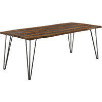 Neve Live-Edge Dining Table With Hairpin Legs Sheesham Grey And Gunmetal