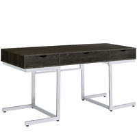 Noorvik 3-Drawer Writing Desk Dark Oak And Chrome