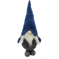 27"" Blue And Gray Fabric Standing Gnome