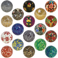 Shalinindia Set of 18 Paper Mache Ball Christmas Ornaments - Handmade Decoration Gifts Set