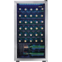 36 Bottle Wine Cooler, Interior Blue LED Lighting, Wire Shelves