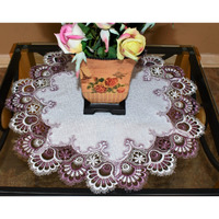 Sinobrite H8139-P-008 8 in. Purple European Lace with White Antique Fabric Doily