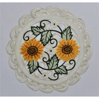 Sinobrite H8710-012 12 in. Sunflower on Cream Fabric Doily