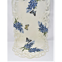 Sinobrite H9491-14x28 14 x 28 in. Bluebonnet & Butterfly Table Runner