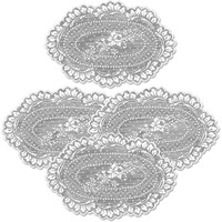 8 x 12 in. Floret Doily - White - Set of 4