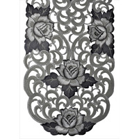 14 x 28 in. Gunmetal Cutout Rose Table Runner