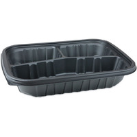 12 x 9 in. EarthChoice Entree2Go Plastic Takeout Containers - 48 oz, Black - Pack of 200