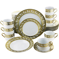 Dinnerware Set, Greek Key in Gold - 40 Piece