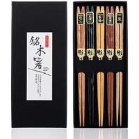 Organic Traditional Hardwood Japanese Reusable Chopsticks - Pair of 5