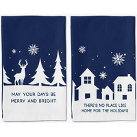 Cotton Christmas Midnight Kitchen Towel, Assorted Color - 2 Piece