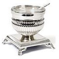 3 in. Salt Holder Beaded Design, Silver Plated