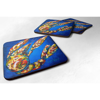 "Caroline's Treasures MW1019FC Crawfish Crawfish In Maryland Foam Coasters (Set of 4), 3.5"" H x 3.5"" W, Multicolor"