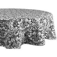 DII Damask Black Tablecloth 70 Round