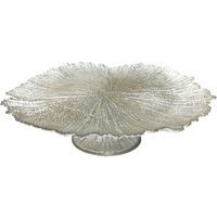 Red Pomegranate 2776F-2 coral 15 in Silver Footed cake Plate