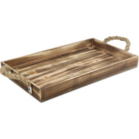 Piper Rectangular Wood & Rope Tray - Brown