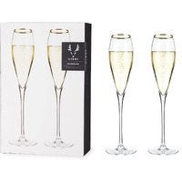 Gold-Rimmed Crystal Champagne Flutes by Viski