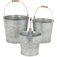 Pina Set of 3 Galvanized Metal Buckets