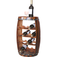 Vintiquewise QI003283 245 x 13 x 13 in Wooden Barrel Shaped 14 Bottle Wine Rack  Brown