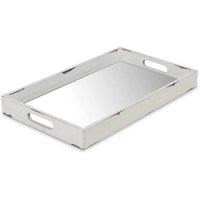 Autrey Distressed Mirrored Wood Tray - White