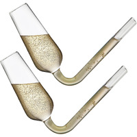 Godinger Champagne Flutes Guzzler Glasses, Champagne Glasses, Champagne Flute Shooters, The Champagne Glass to Chug Champagne, White Elephant Gifts - Set of 2