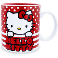 Sanrio Hello Kitty Dots And Stripes ceramic Mug  Holds 20 Ounces