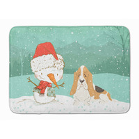 &quotCaroline's Treasures Basset Hound Snowman Christmas Machine Washable Memory Foam Mat, Multicolor"