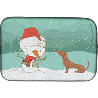 &quotCaroline's Treasures Red Dachshund Snowman Christmas Dish Drying Mat, 14 x 21, Multicolor"