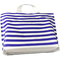 Blue/White - 50 Pieces Plastic Merchandise Shopping Bags Gift Bags Boutique Bags