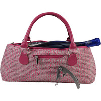 Primeware 3026-PK Womens Pink Tweed Insulated Single Bottle Wine clutch Tote Bag