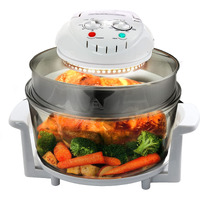 MegaChef Multipurpose Countertop 14.25 Inch Halogen Oven Air Fryer/Rotisserie/Roaster in White