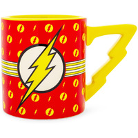 Dc comics The Flash Logo ceramic Mug With Lightning Bolt Handle  Holds 20 Ounce