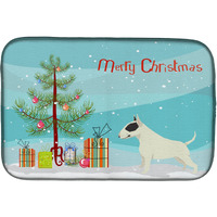 "Caroline's Treasures Black and White Bull Terrier Christmas Tree dish-drying-mats, 14 x 21, Multicolor"