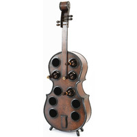 Vintiquewise QI003607L 53 x 19 x 7 in Decorative 10 Bottle Wooden cello Shaped Floor Violin Wine Rack  Brown