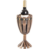 Vintiquewise QI003662 1225 x 6 x 6 in Wooden Wine goblet Shaped Vintage Decorative Single Bottle Wine Holder  Brown